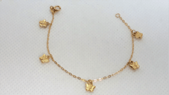 Pulseira Pendentes Borboletas em Ouro 18k (13 cm)