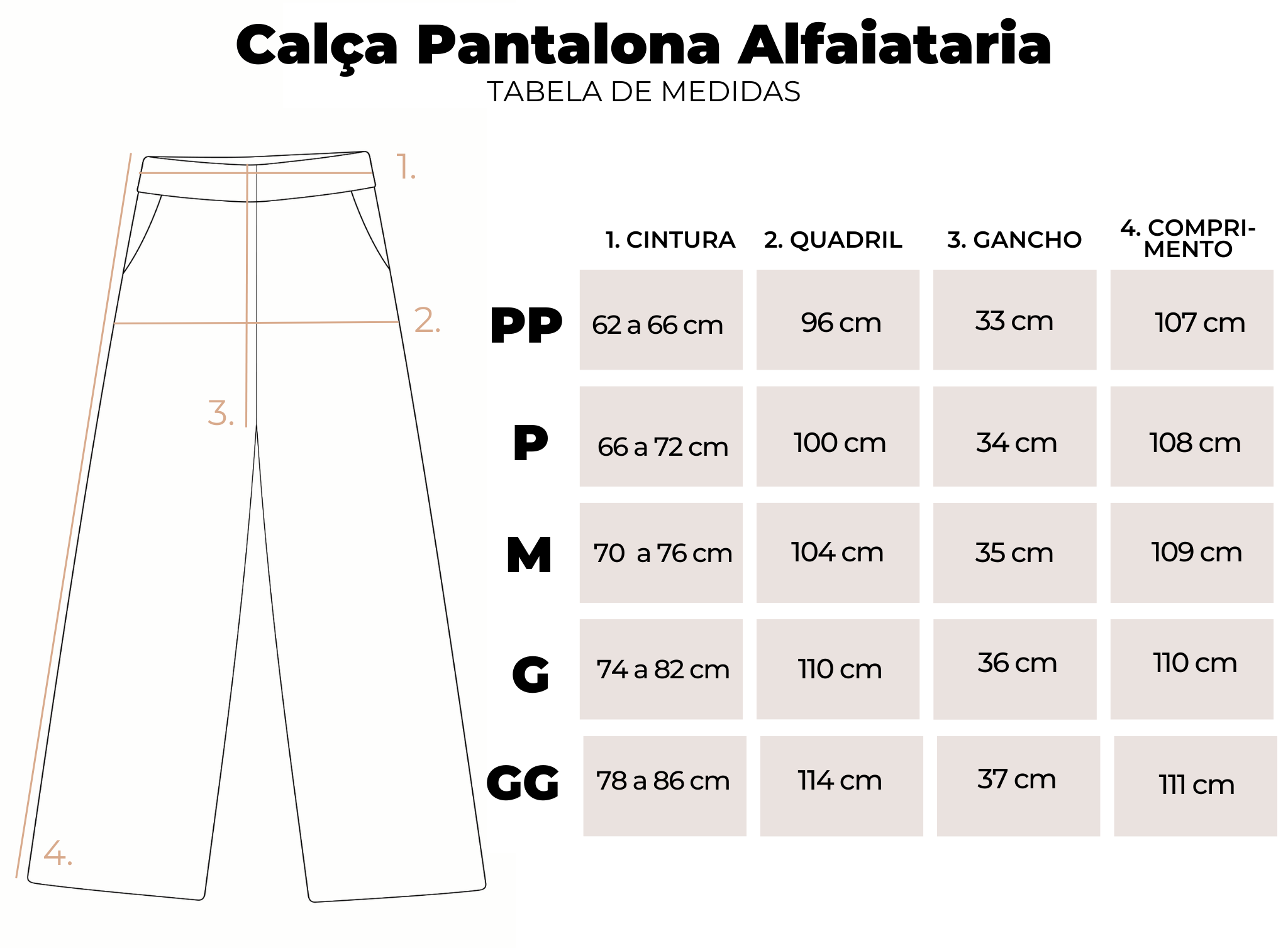 Calça pantalona sale tamanho pp