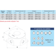 Caja redonda MR - Medidas varias en internet