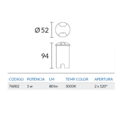 Artef. LED 1W p/piso IP65 - Ø 5,2CM en internet