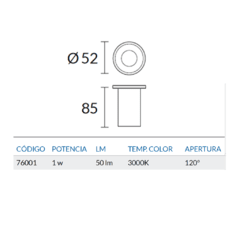 Artef. LED 1W p/piso IP67 - Ø 5,2CM en internet