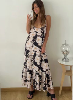 Vestido Largo fibrana Estampa con volados (7226) en internet