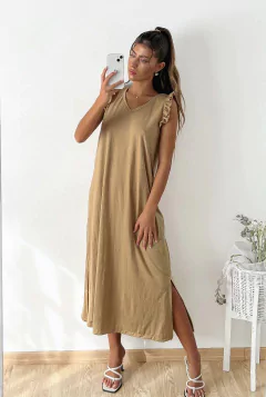 Vestido Escote V con Volados (7236)