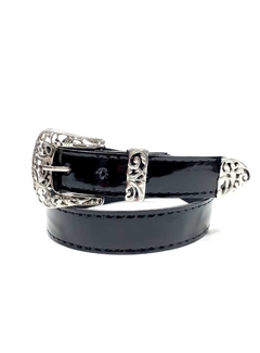 TEXANO CALADO. CUERINA PASE 30 MM. CHAROL NEGRO. - comprar online