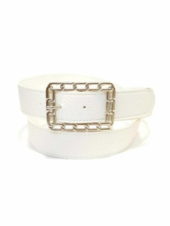 HEBILLA DOBLE ENCADENADA. CUERINA PASE 40 MM. blanco - comprar online