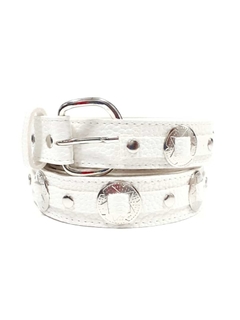 CINTURON DE TRES APLIQUES. CUERINA PASE 30 MM. BLANCO.