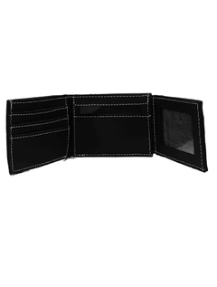 BILLETERA DE CUERO CON VOLANTE. LÍNEA URBANA. NEGRO. - comprar online