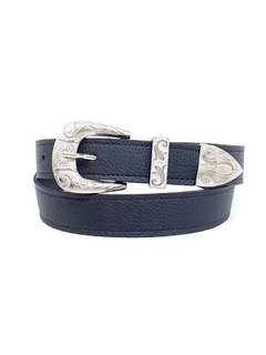 TEXANO CON PUNTERA. CUERINA PASE 30 MM. NEGRO.