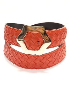 Cuerina pase 35 mm. Hebilla estrella TRENZADO ROJO