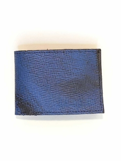 BILLETERA DE CUERO CON VOLANTE ATILIO AZUL