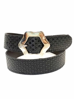 Cuerina pase 35 mm. Hebilla estrella con estrellitas. negro