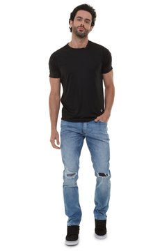 Calça Jeans Masculina Slim Rasgada - comprar online