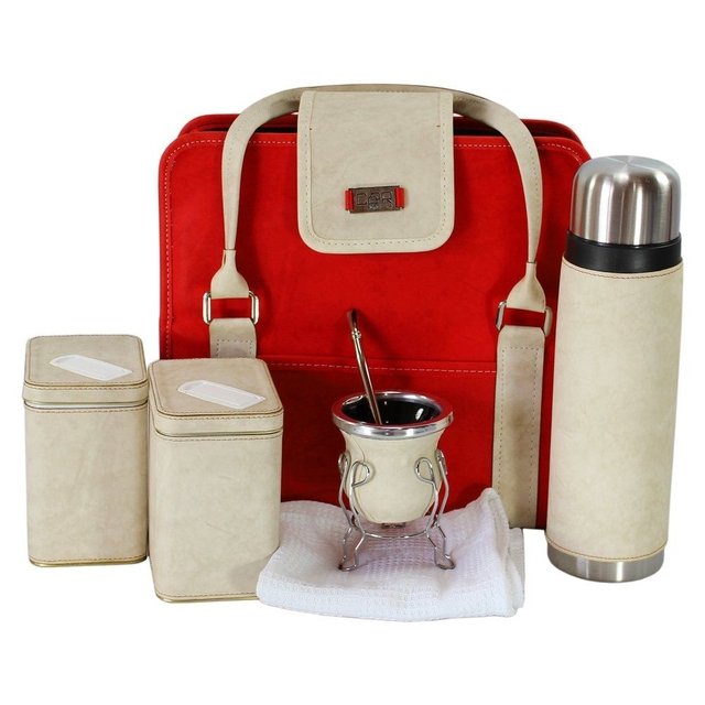 Bolso Matero completo coral y beige