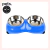 Comedero doble de melamina azul