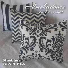 Almohadones deco. Pack x 3 unidades. Motivos Blanco y Negro