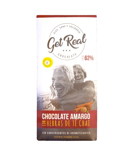 Chocolate Amargo 62% con Té Chai - GET REAL