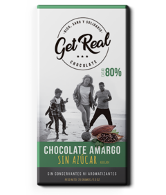 Chocolate Amargo 80%, SIN AZÚCAR - GET REAL