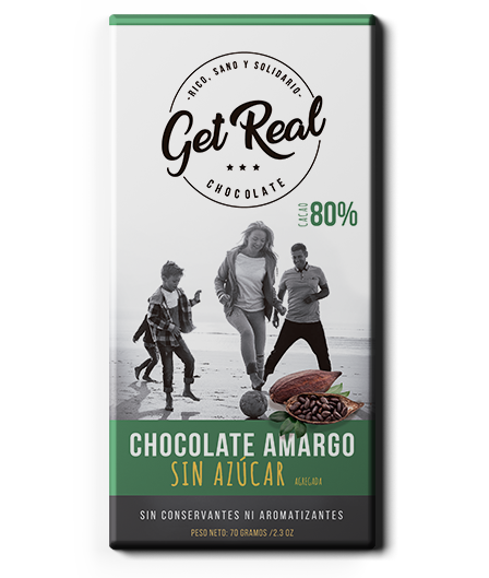 Chocolate Amargo 80%, SIN AZÚCAR - GET REAL