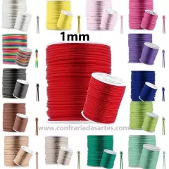 Fio Cordão Cetim Seda Rabo de Rato 1mm 100m Escolha sua cor
