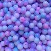 Miçanga Tie Dye 8mm Plástico Fosca Azul e Lilás
