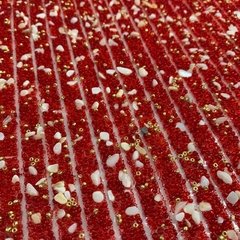 Manta de Strass Coloridas com Miçangas - Vermelho e Branco