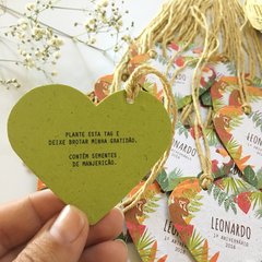 TAG PLANTÁVEL - PAPEL SEMENTE 6X5CM - CORAÇÃO - PERSONALIZADA - MIMUS | Design ecológico 
