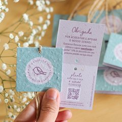 TAG PLANTÁVEL - PAPEL SEMENTE LIVRETO - 10X5CM - PERSONALIZADA