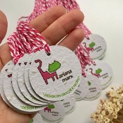 TAG PLANTÁVEL - PAPEL SEMENTE REDONDA - 5,5 X 5,5cm PERSONALIZADA - loja online