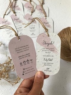 TAG PLANTÁVEL - PAPEL SEMENTE OVAL 5X9CM - PERSONALIZADA - loja online