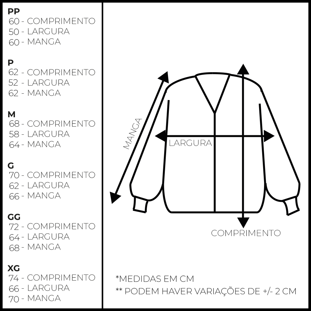 guia de tamanho jaqueta m-65 liner
