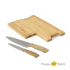 Tabla de bamboo con set de cuchillos