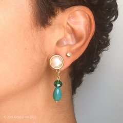 Brinco Bari Dourado e Verde