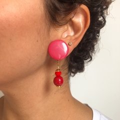 Brinco NY Vermelho Dourado 2 em 1