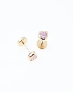 Aros Abridores Corazon 5mm Rosa - Oro 18k