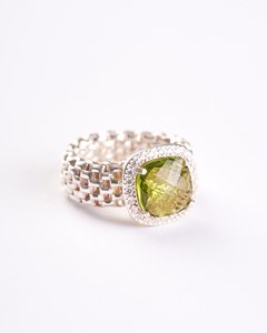 Anillo Elastizado Cubic Verde - Plata 925