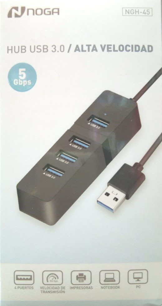 HUB USB 3.0 DE 4 CON CABLE PUERTOS ALTA VELOCIDAD PC Y NOTEBOOKS