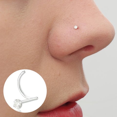 Piercing de Sobrancelha Pedrinha Branca em Prata 950