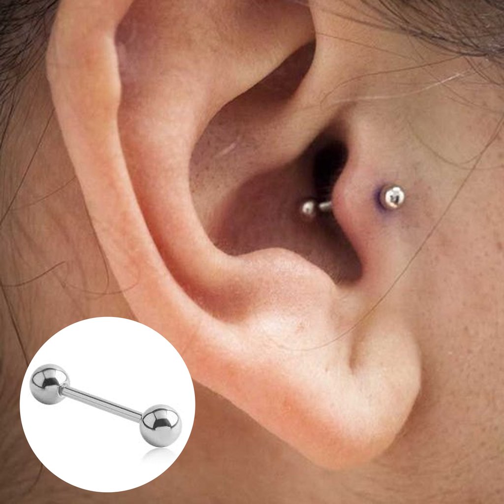 Piercing Tragus Reto Labret em Prata 950