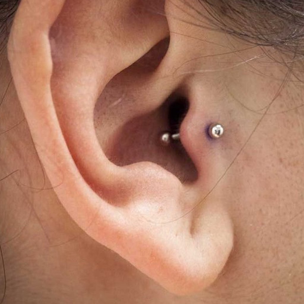 Piercing Tragus Reto Bolinha em Prata 950