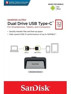 PENDRIVE SANDISK DUAL DRIVE USB TYPEC 32GB - comprar online