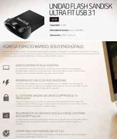 PENDRIVE SANDISK ULTRA FIT USB 3.1 16GB