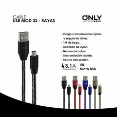 Cable de Datos Micro Usb V8 1M Only Mod 32 - Venta de Celulares y accesorios en Garín Escobar