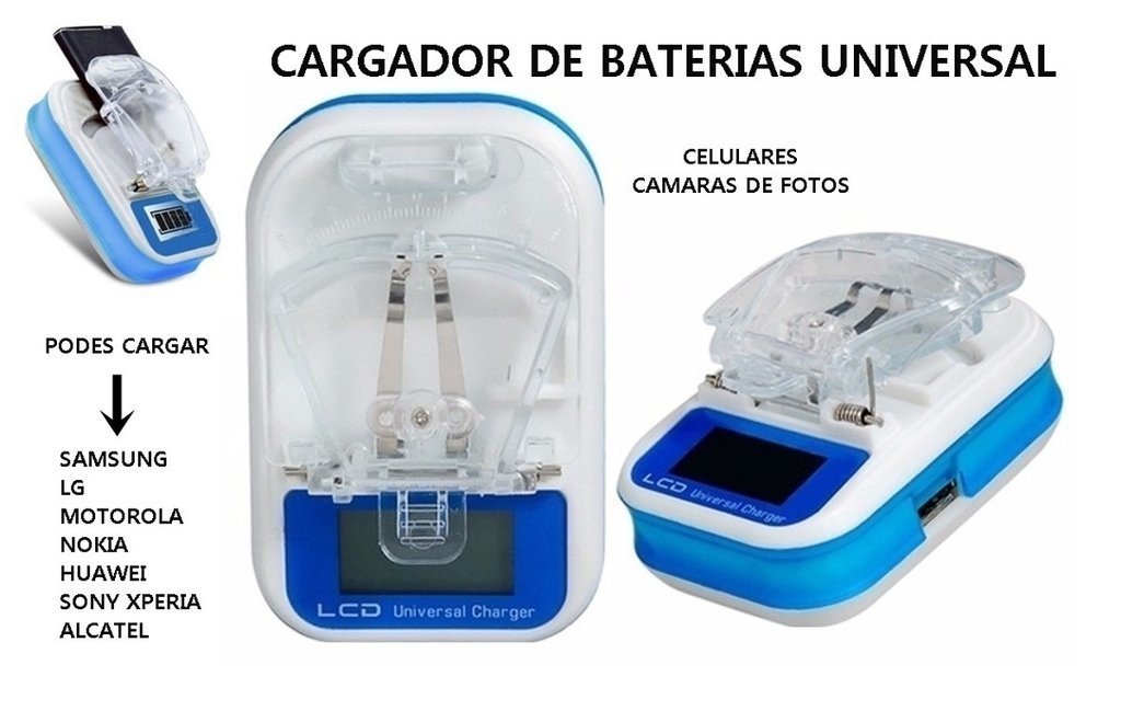 influenza Calvo apretado CARGADOR UNIVERSAL DE BATERIA CON DISPLAY LCD Celulares, Cámaras, Mp3, Mp4,  etc.
