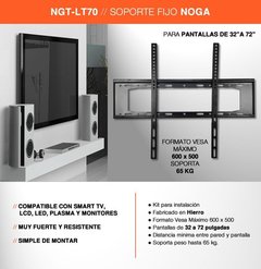 Soporte Tv Led Noga Ngt-lt70 Fijo 32 A 72 PuLG 65kg Vesa 600