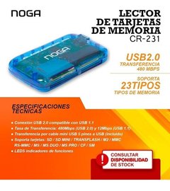 Lector De Tarjetas Memoria Sd Usb Micro Sd Sdhc Xd Noga CR 5043/CR231 - comprar online