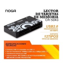 Lector De Tarjetas Memoria Sd Usb Micro Sd Sdhc Xd Noga CR 5043/CR231 - Venta de Celulares y accesorios en Garín Escobar