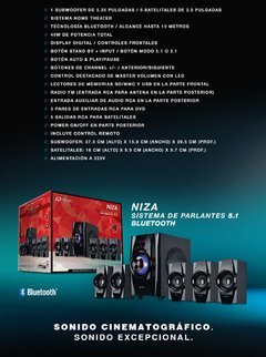 Parlante Home Theater 5.1 Noga Niza Bluetooth Usb Fm Led Rca Tv Pc - comprar online