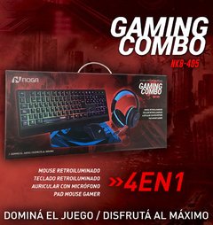 COMBO GAMER NOGA NKB-405 (TECLADO Y MOUSE RETROILUMINADO/MOUSE PAD/AURICULAR)