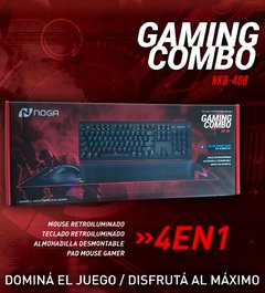 COMBO GAMER TECLADO MECANICO NOGA NKB408 4 EN 1 RGB LED