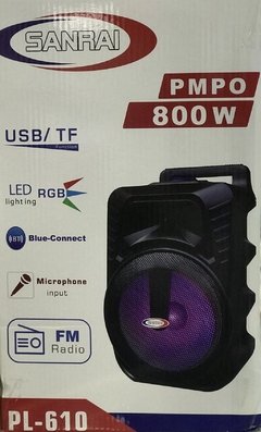 Parlante Portatil Bluetooth Sanrai 10´ Control Mic Karaoke PL-610